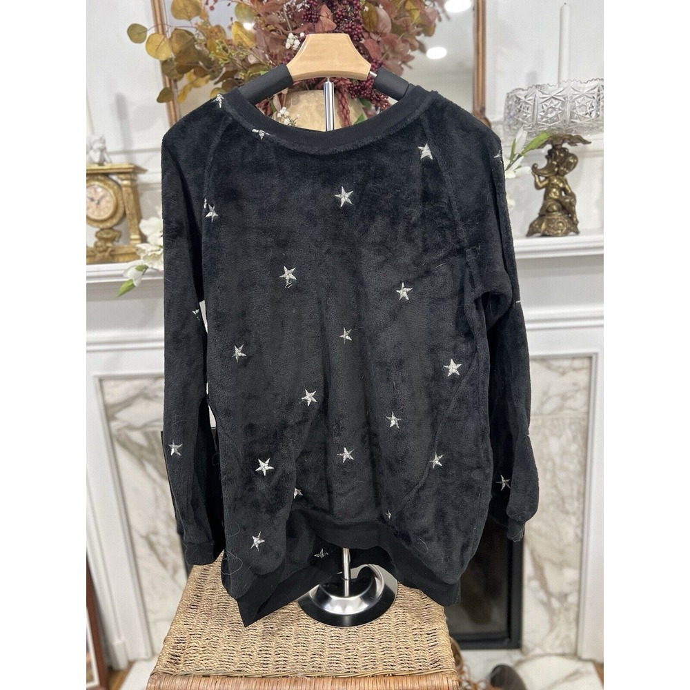 Altr'd State Velvet Black and Silver Star Sweatshirt Size Medium Loungewear
